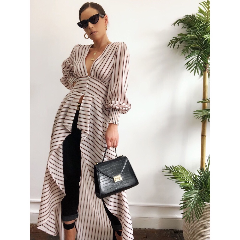 Last one✨Dean Striped Duster Blouse - Picture 8 of 8